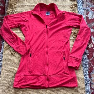 Icebreaker athletic top merino wool full zip lightweight jacket bright coral W M